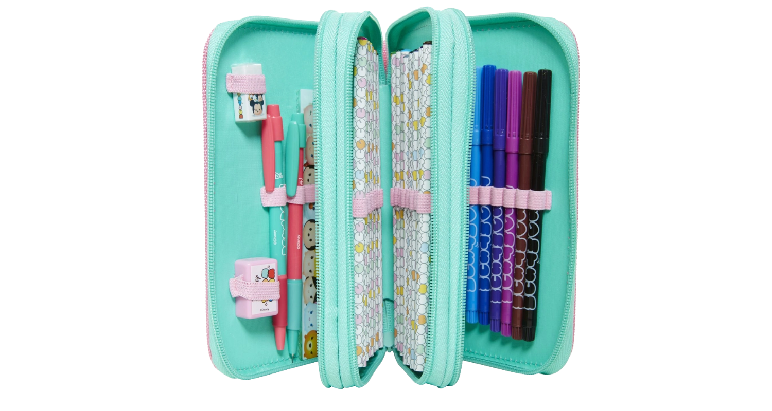 Cute Set of green pencil case Disney theme.